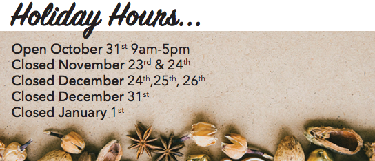 Holiday Hours for 2017 at Options
