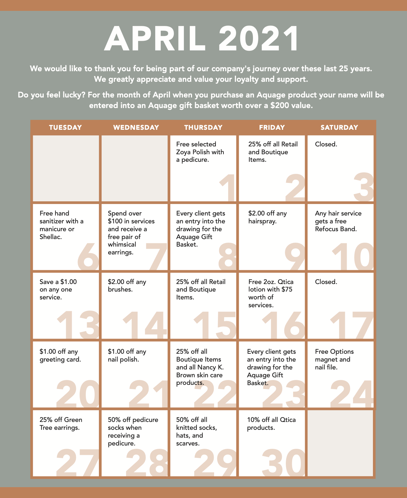 April special calendar